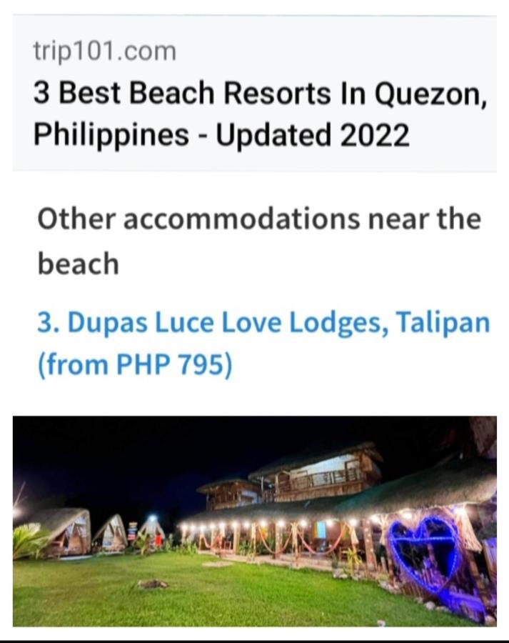 Dupas Luce Love Lodges Talipan Esterno foto